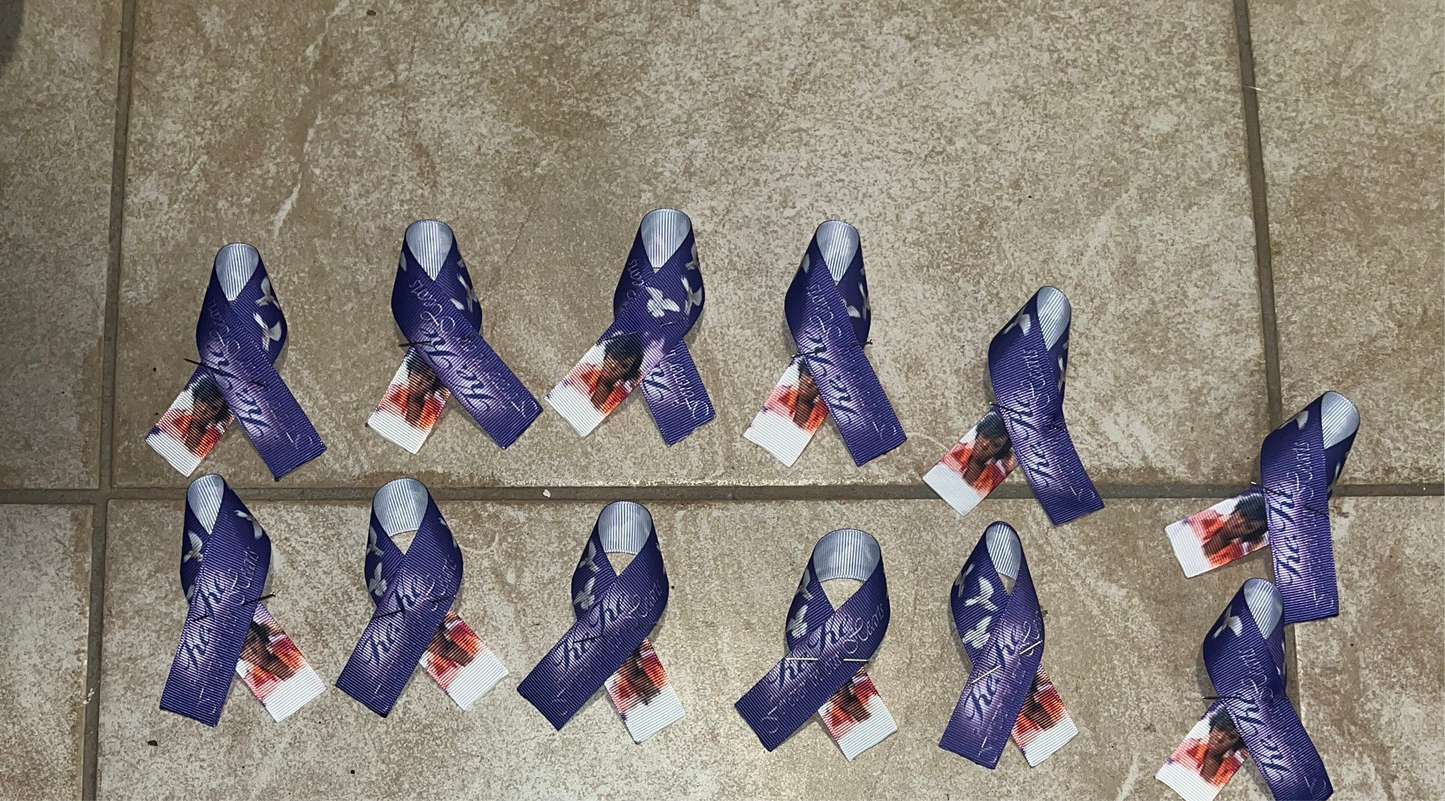 Custom Ribbons Folded with Pins NuTrendz Customs Prints and Designs, LLC