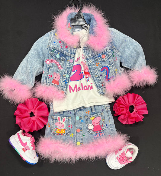 Toddler Denim Outfit With Trim